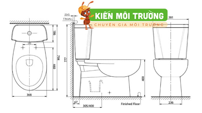 Kích thước bồn cầu 2 khối kích thước bồn cầu