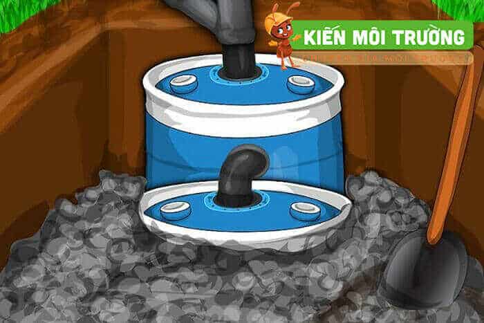 cách làm bể phốt bằng thùng nhựa