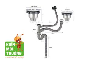 kích thước ống thoát nước chậu rửa bát