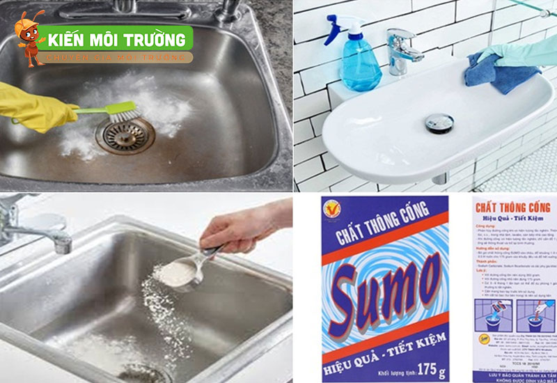 cách sử dụng bột thông bồn rửa bát