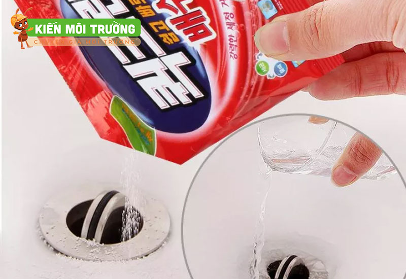 cách sử dụng bột thông bồn rửa bát