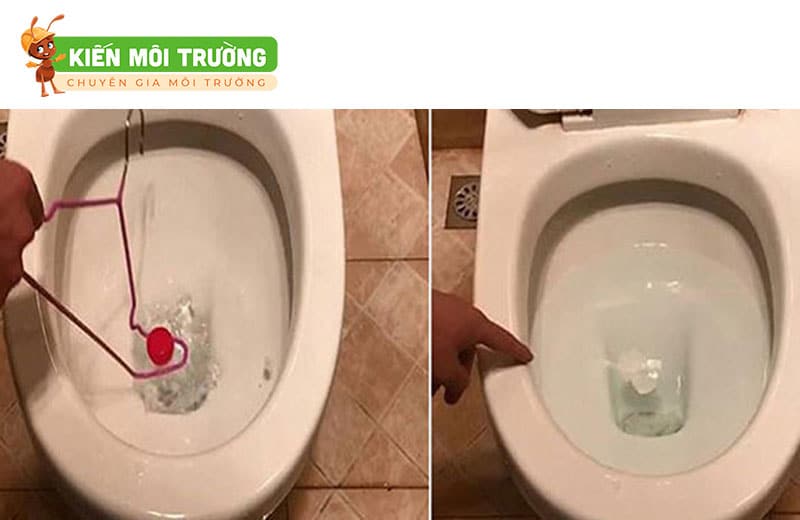 thông bồn cầu bằng móc áo