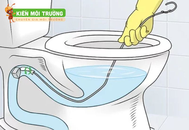 cách thông bồn cầu bị tắc vật cứng